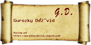 Gurszky Dávid névjegykártya